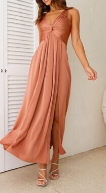 Hello Molly Piece Of Your Love Satin Maxi Dress Rust Coral Peach Pink 2